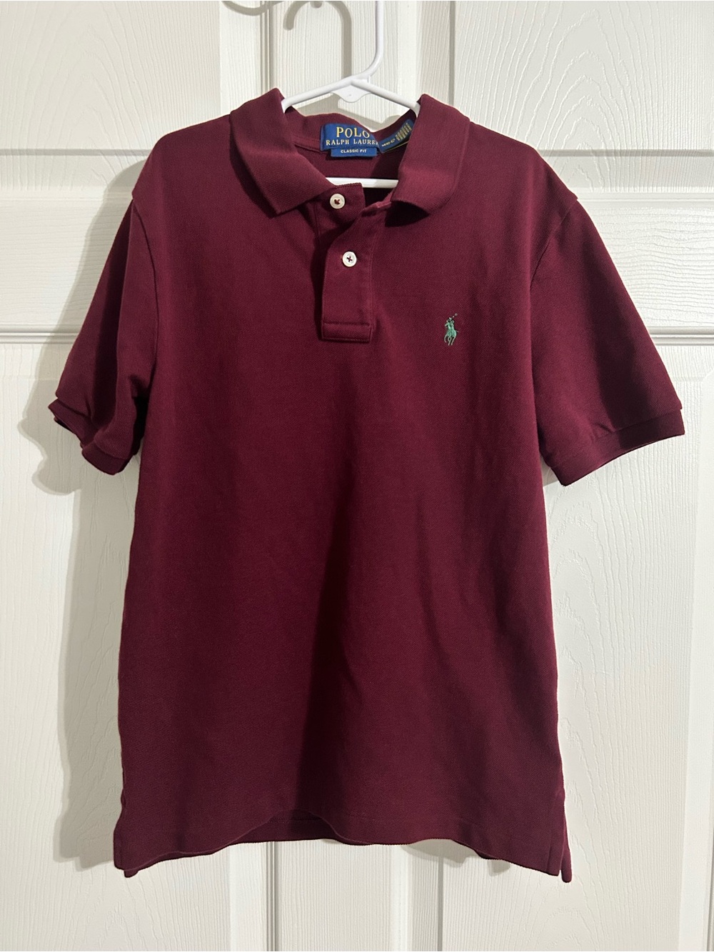 Ralph Lauren Boys' Maroon Short Sleeve Polo with Green Pony